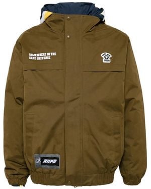 Aape By A Bathing Ape Logo-Appliqué Hooded Jacket - Green