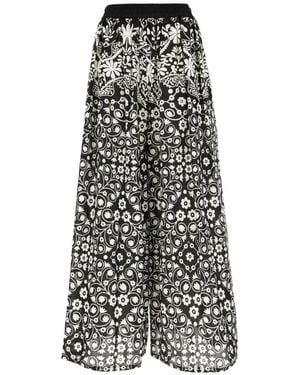 Weekend by Maxmara Floral-Print Palazzo Trousers - White