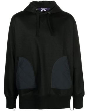 Junya Watanabe Ripstop-panel Cotton Hoodie - Black