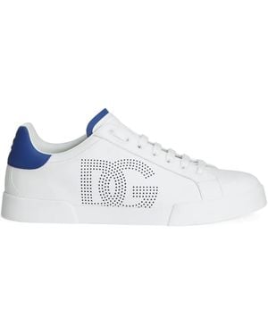 Dolce & Gabbana Portofino Leather Low-Top Trainers - White