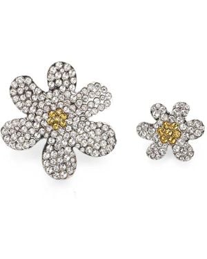 Marni Crystal-Embellished Asymmetric Pins - White