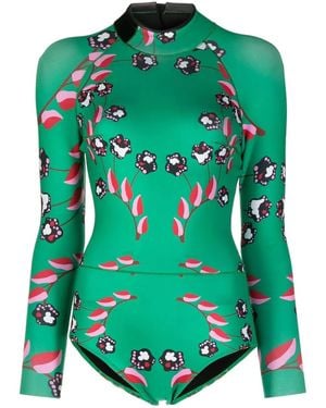 Cynthia Rowley Vine Floral ワンピース水着 - グリーン