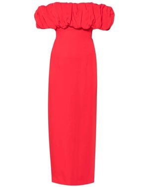 ROWEN ROSE Bardot-Neckline Midi Dress - Red