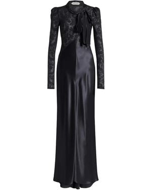 Alberta Ferretti Lace-Tie Maxi Dress - Black