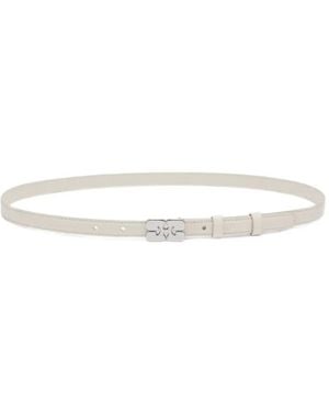 Ganni Logo-Buckle Belt - White