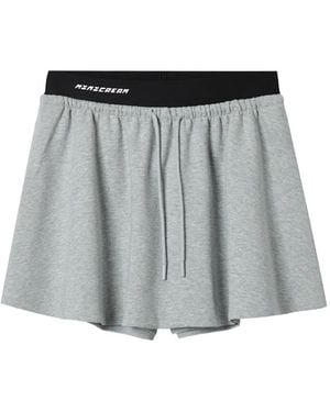 Mini Cream Drawstring Skirt - Gray