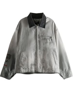 Enfants Riches Deprimes Chapitre Xxi Moleskin Patchwork-Print Jacket - Grey