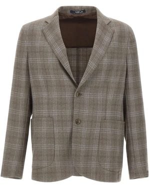 Barba Napoli Easy J Mono Check-Pattern Blazer - Gray