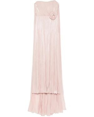 Nissa Pleated Floral-Embellished Dress - Pink