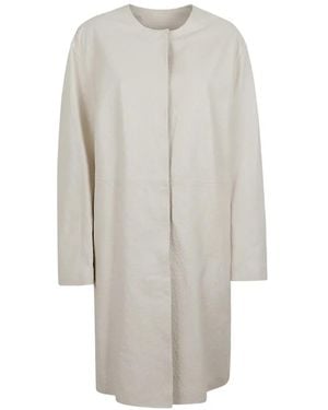 Loulou Yari Ostrich-Effect Leather Coat - White