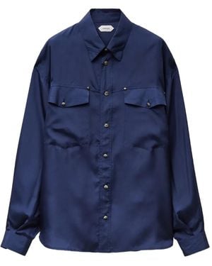 Versace Camisa Con Detalle Bordado - Azul