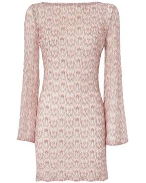 Missoni Long-Sleeve Pattern Mini Beach Dress - Pink