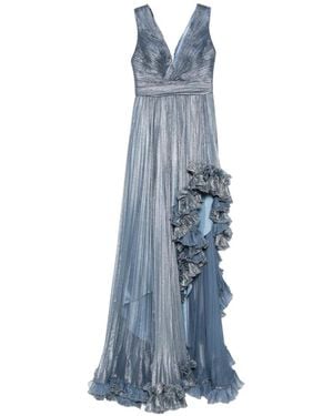 IRIS SERBAN Ariana Ruffled Pleated Maxi Dress - Blue