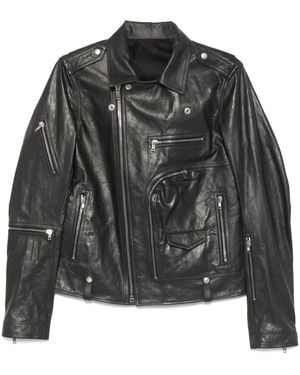 Rick Owens Leather Jacket With Cotton And Cupro Lining - Black