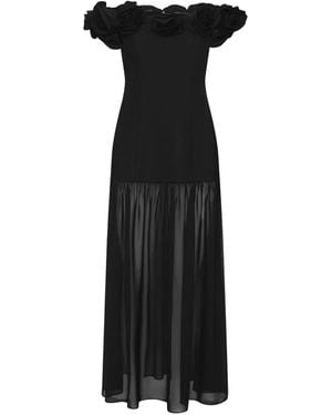 ROTATE BIRGER CHRISTENSEN Crepe Flower Maxi Dress - Black