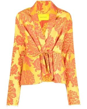 Marques'Almeida Floral Print Tie-Front Jacket - Orange