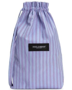 Dolce & Gabbana Striped Drawstring Shoulder Bag - Blue