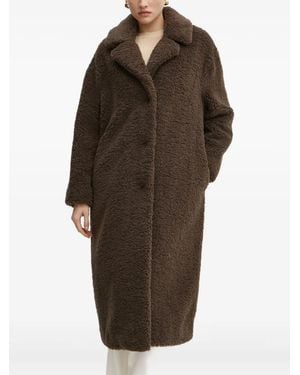 Guess Buttoned Collared Coat - Brown
