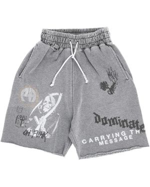 PALY Graphic-Print Raw-Edge Shorts - Grey