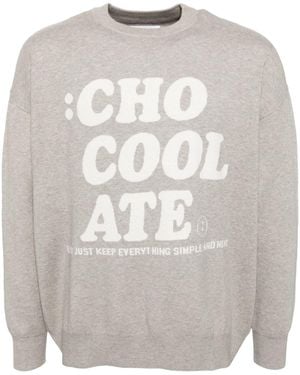 Chocoolate Logo-Print Long-Sleeved Jumper - Grey