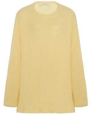 Another Tomorrow Draped Crew-Neck Sweater - Yellow