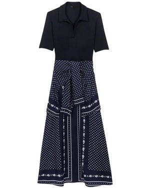 Maje Vestido largo con lunares - Azul