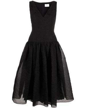 Erdem テクスチャード シルクフレアドレス - ブラック