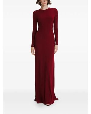 2310 STUDIO Long-Sleeves Open-Back Maxi Dress - Red