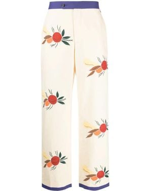 Bode Patch-Detail Cropped Trousers - White