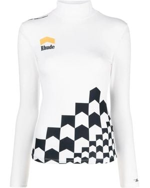 Rhude High-Neck Long-Sleeve T-Shirt - White