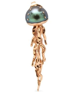 Bibi Van Der Velden Pendiente Jellyfish En Oro De 18 Ct Con Perla - Blanco