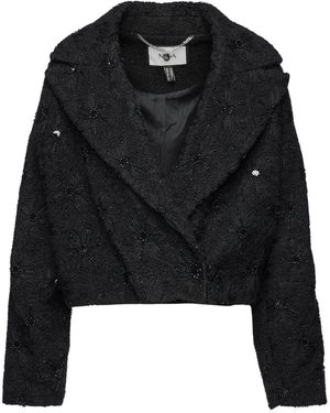 Nissa Bead-Embellished Bouclé Jacket - Black