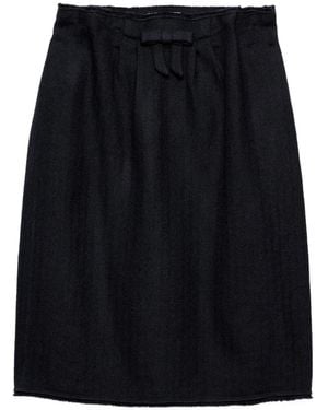 Prada Ausgefranster Midirock mit Schleife - Schwarz