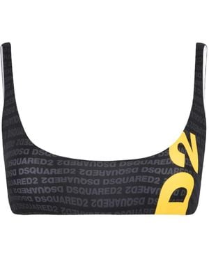 DSquared² Top de bikini con logo estampado - Azul