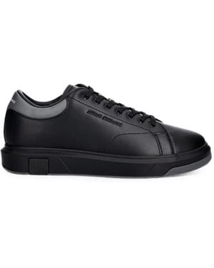 ARMANI EXCHANGE Logo-Embossed Lace-Up Sneakers - Black