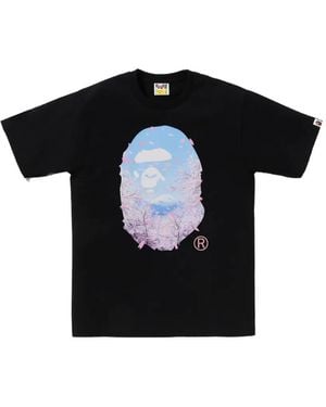 A Bathing Ape Floral-Print T-Shirt - Black