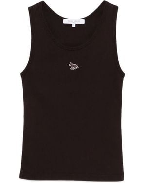 Maison Kitsuné Haut À Détail Appliqué - Black