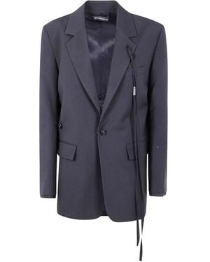 Ann Demeulemeester Blazer Met Enkele Knoop En Gestrikt Detail - Blauw
