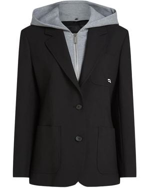 Karl Lagerfeld Ikon Hooded Transformer Blazer - Black