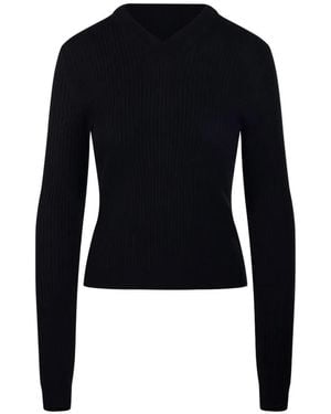 Lisa Yang Ribbed-Knit V-Neck Jumper - Blue