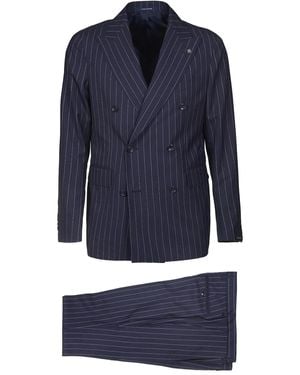 Tagliatore Double-Breasted Pinstripe Suit - Blue