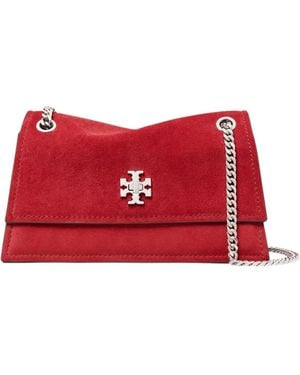 Tory Burch Mini Kira Turnlock Suede Shoulder Bag - Red