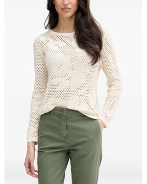 Benetton Open-Knit Floral-Pattern Sweater - Green
