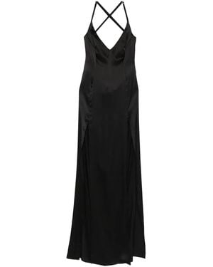 MITILIANE COUTURE Split Silk Maxi Dress - Black