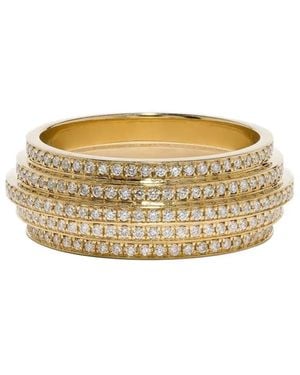 Azlee 18Kt Staircase 5-Tier Diamond Band - Metallic