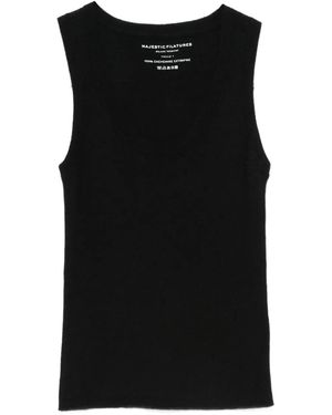 Majestic Filatures Ribbed Cashmere Tank Top - Black