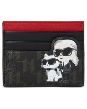 KARL LAGERFELD Ikon Monogram-Pattern Cardholder - Red