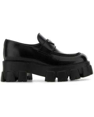 Prada Monolith Leren Loafers - Zwart