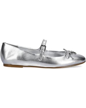 Guess Bow-Embellished Buckle Ballet Flats - White