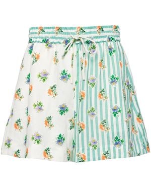 ALÉMAIS Leinenshorts Mit Blumen-Print - Grün